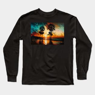 Vibrant Sunset Beach Display Long Sleeve T-Shirt